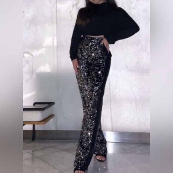 Zara Studio black silver sequin tuxedo trousers pants 
Small - Picture 3 of 11